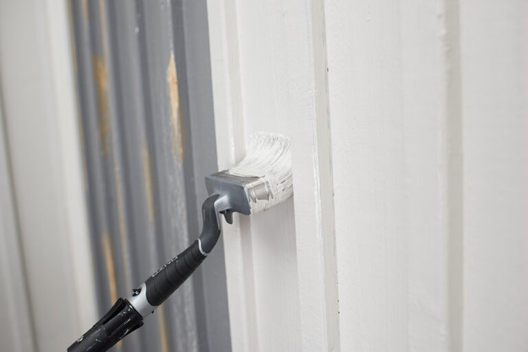 Fasadpensel på förlängningsskaft som målar hus